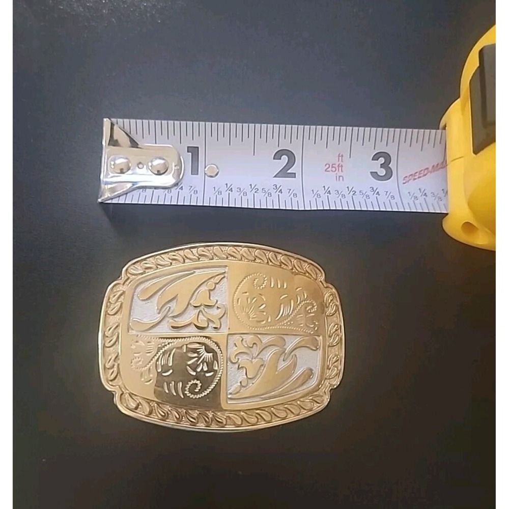 Unique Vintage 1980's Western Gold & White Belt Buckle‎ - Picture 3 of 3